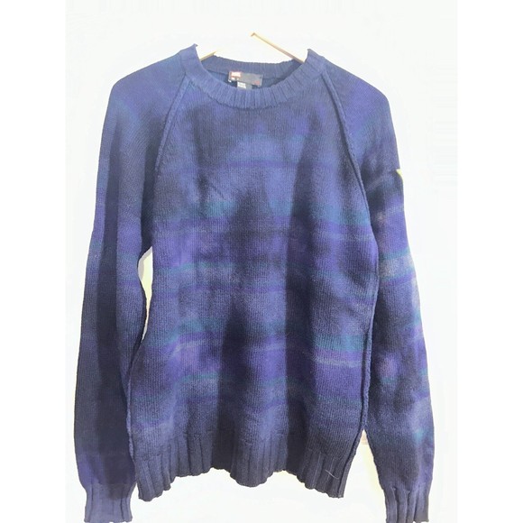 Men’s DIESEL Large Wool/Nylon Blend sweater Navy/Blue/ Purple/green stripe - Picture 3 of 15